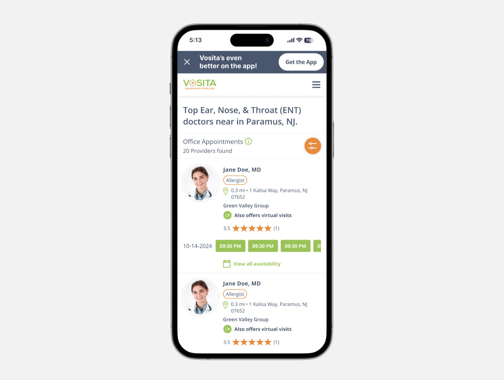 Search results page—after