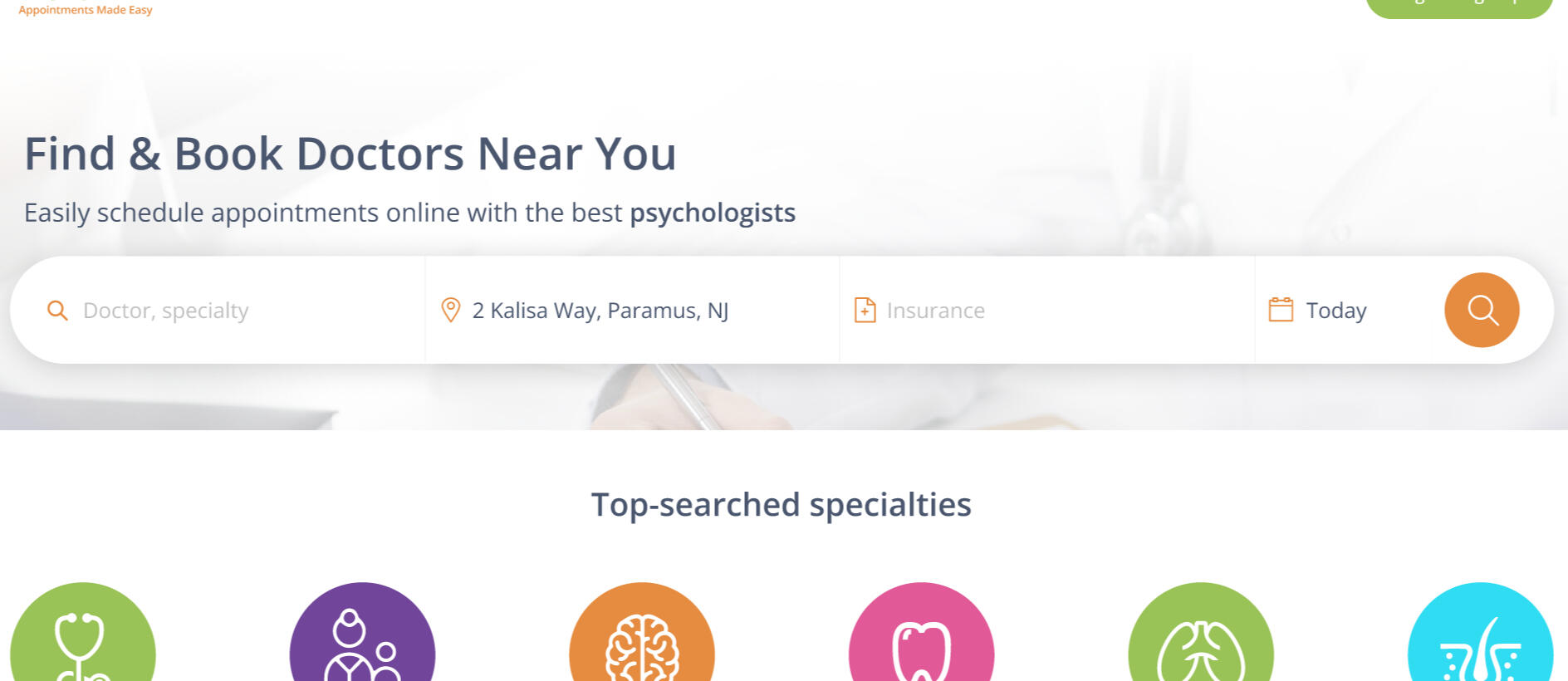 Search bar on homepage—after